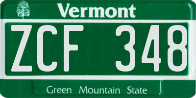 VT license plate ZCF348