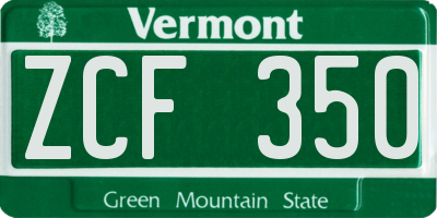 VT license plate ZCF350
