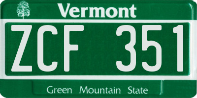 VT license plate ZCF351