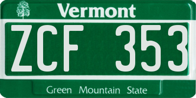 VT license plate ZCF353