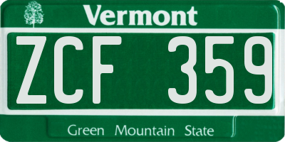VT license plate ZCF359