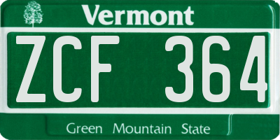 VT license plate ZCF364