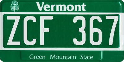 VT license plate ZCF367