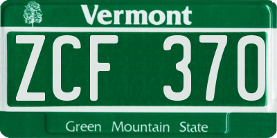 VT license plate ZCF370