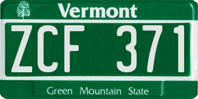 VT license plate ZCF371