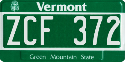VT license plate ZCF372