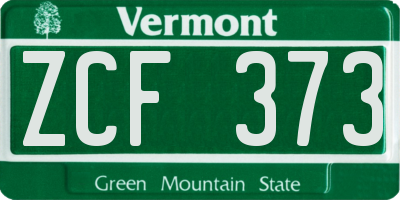VT license plate ZCF373
