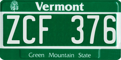 VT license plate ZCF376