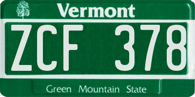 VT license plate ZCF378