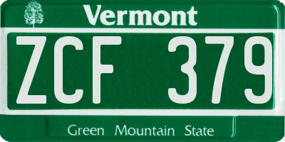 VT license plate ZCF379