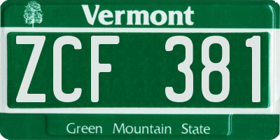 VT license plate ZCF381