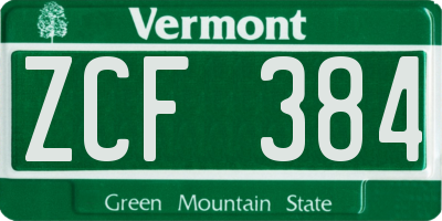 VT license plate ZCF384