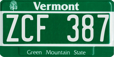 VT license plate ZCF387