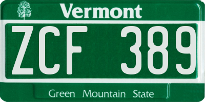 VT license plate ZCF389