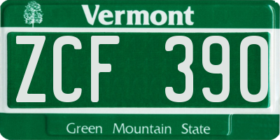 VT license plate ZCF390