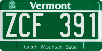 VT license plate ZCF391