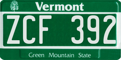 VT license plate ZCF392