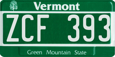 VT license plate ZCF393
