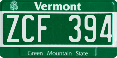 VT license plate ZCF394