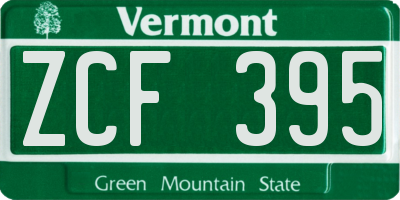 VT license plate ZCF395