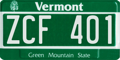 VT license plate ZCF401