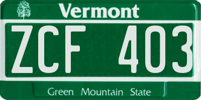 VT license plate ZCF403