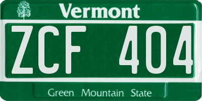 VT license plate ZCF404