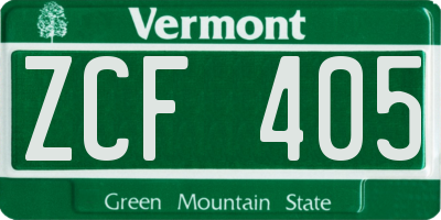 VT license plate ZCF405