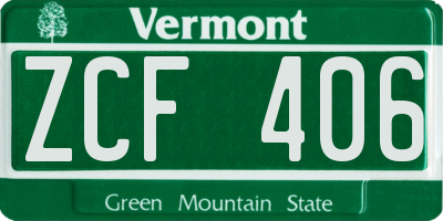 VT license plate ZCF406