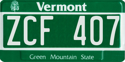 VT license plate ZCF407
