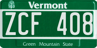 VT license plate ZCF408