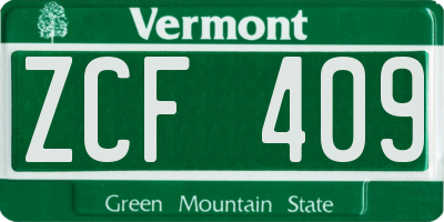 VT license plate ZCF409