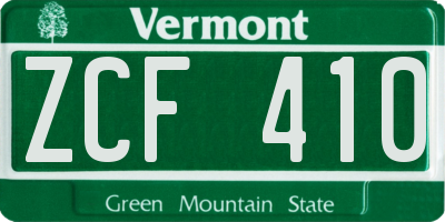 VT license plate ZCF410