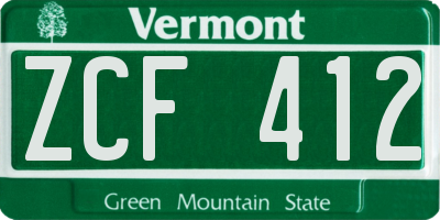 VT license plate ZCF412