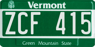 VT license plate ZCF415
