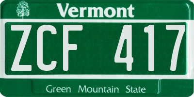 VT license plate ZCF417