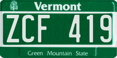 VT license plate ZCF419
