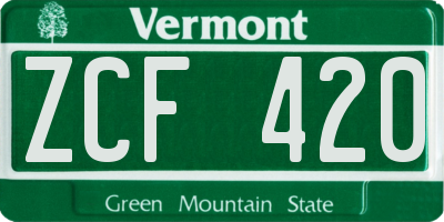 VT license plate ZCF420