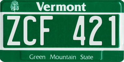 VT license plate ZCF421