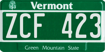 VT license plate ZCF423