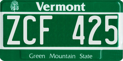 VT license plate ZCF425