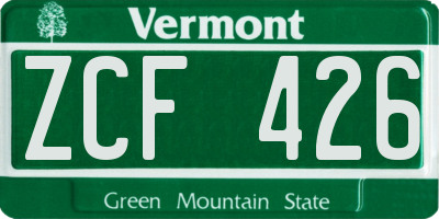 VT license plate ZCF426