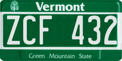 VT license plate ZCF432