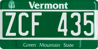 VT license plate ZCF435