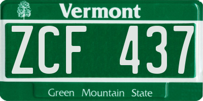 VT license plate ZCF437