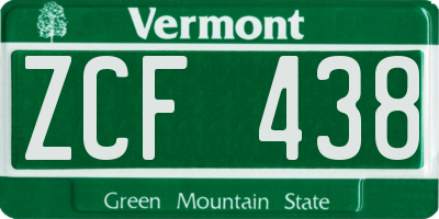 VT license plate ZCF438