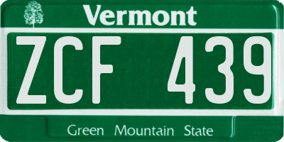 VT license plate ZCF439