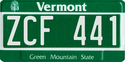 VT license plate ZCF441