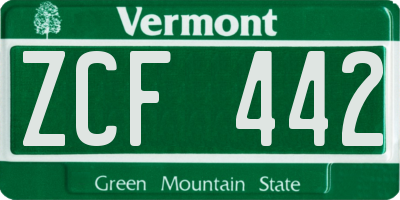VT license plate ZCF442