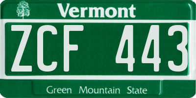VT license plate ZCF443
